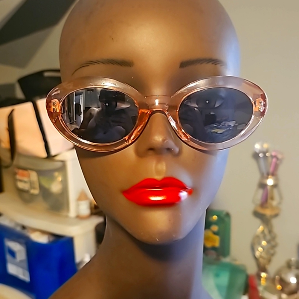 Pan Oceanic Designer Frames, Sun-glasses, Clear Florescent Pinkish, Oval Shape